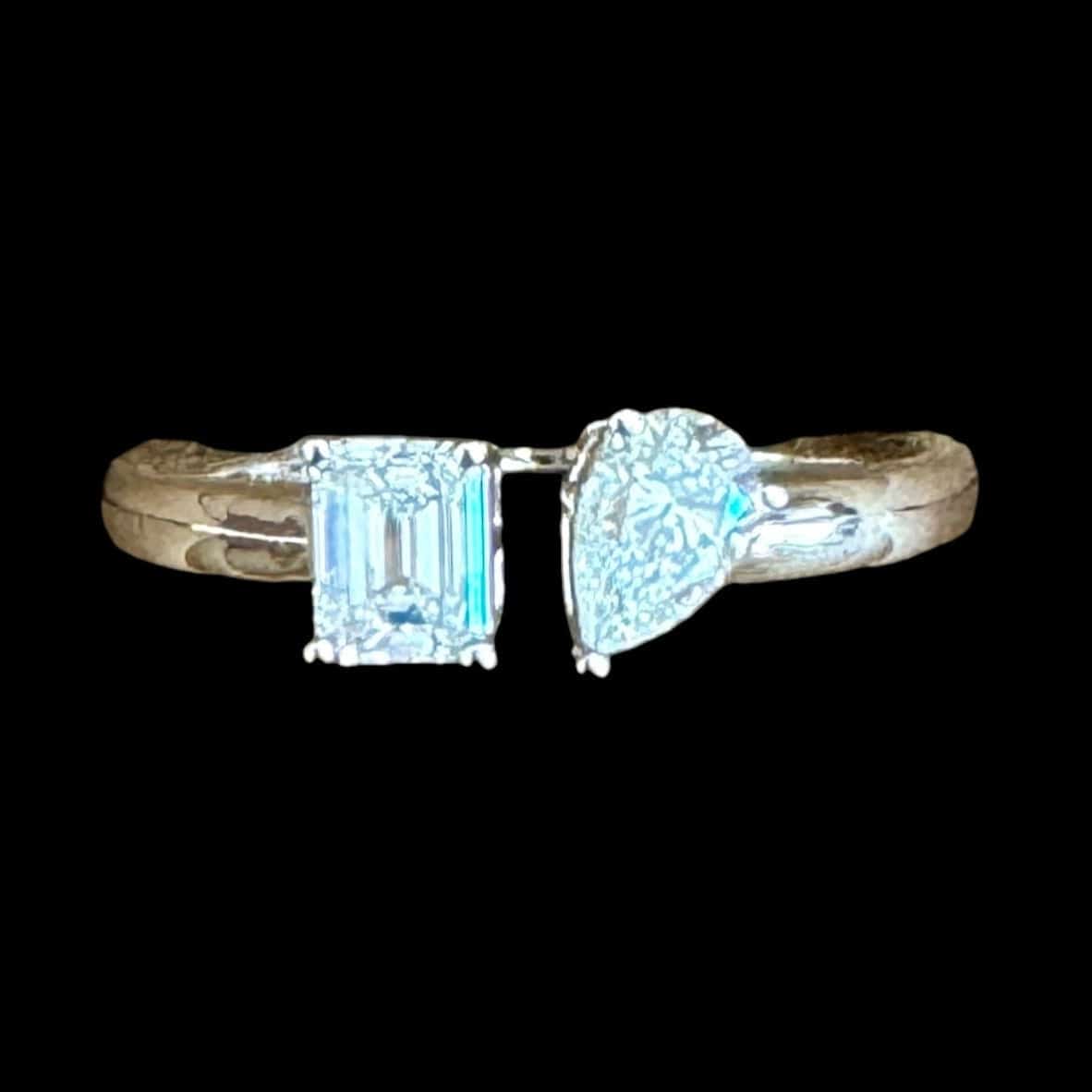 Luxury Promise Toi et Moi GIA Certified Diamond Ring set in 18K White Gold
