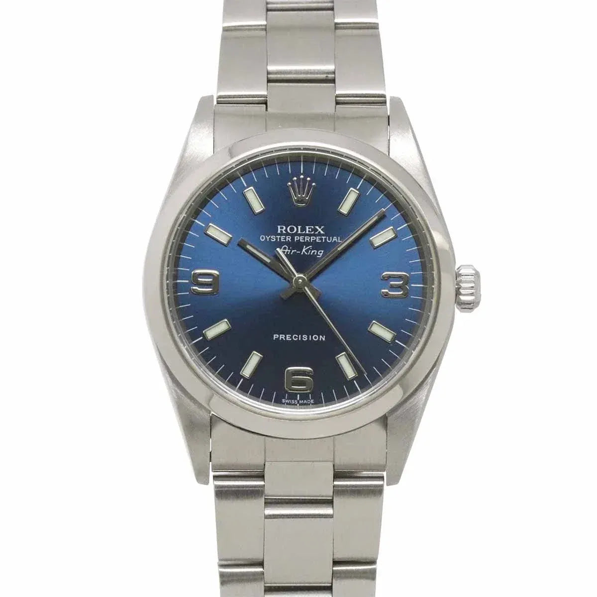 LUXURY PROMISE ROLEX Air King 14000 Serial P Automatic Blue Dial Mens Watch 90330501