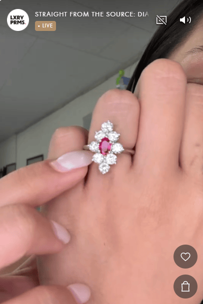 Luxury Promise Ruby Ring in PT900 / 6.9g / R0.61ct, D1.64ct / Size 5.5 US 9913-1 JJC0463