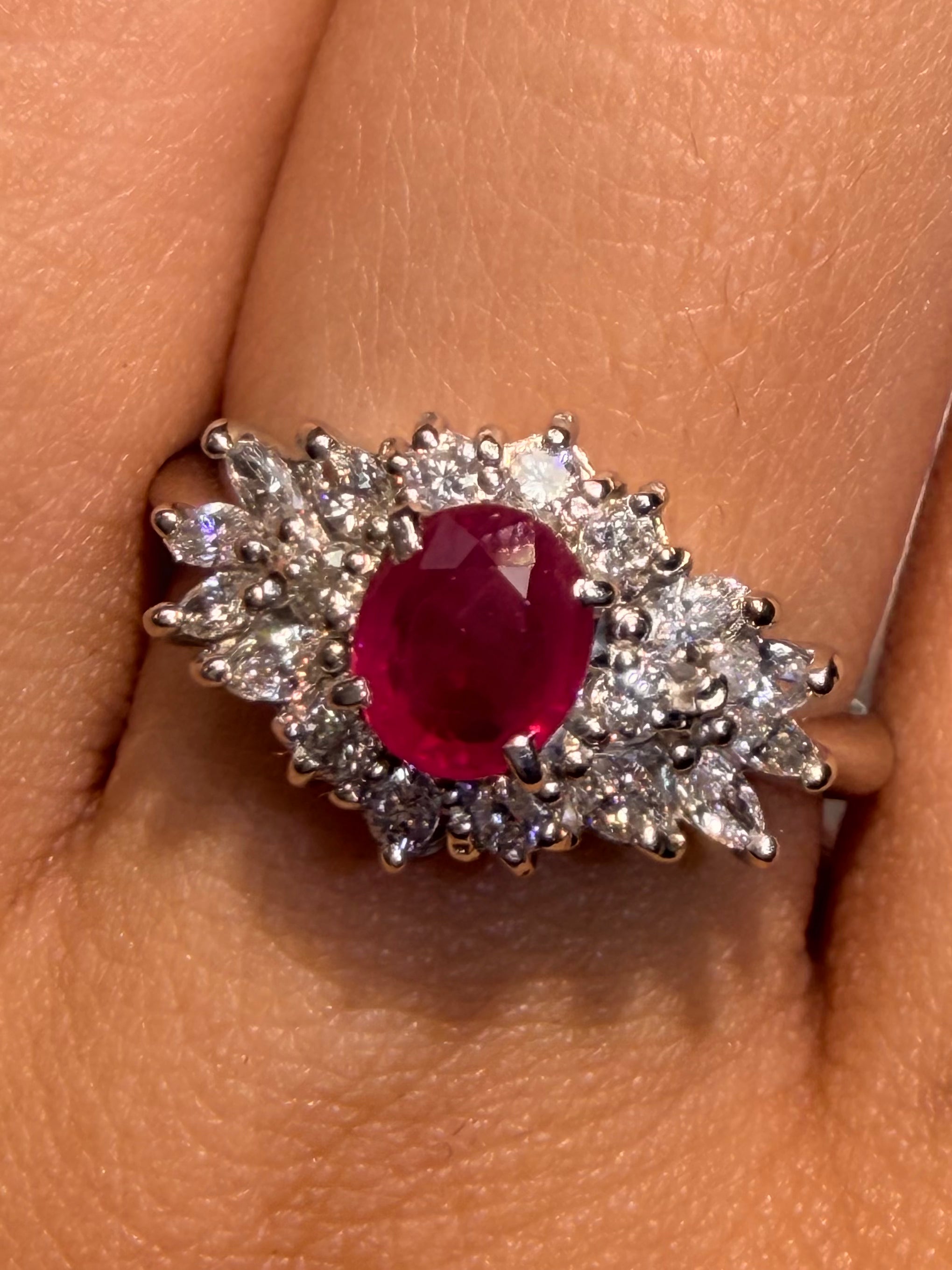 Luxury Promise Ruby Ring in Pt900 / R0.60ct / D0.50ct (7.25us) 2716 JJC0523