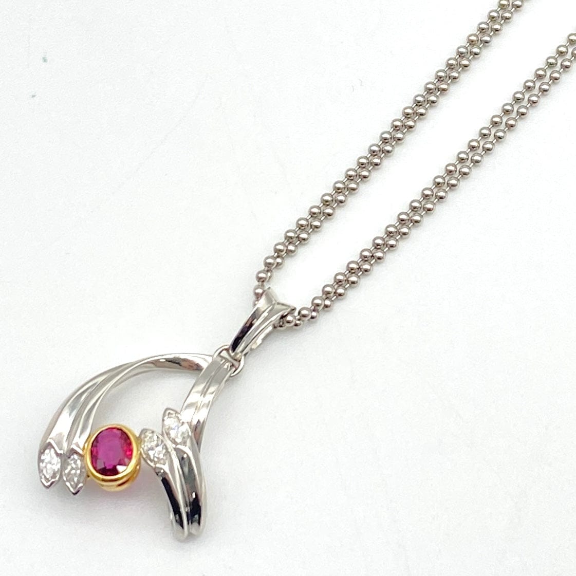 LUXURY PROMISE S.cross Pt900/K18 Ruby Pen Necklace R0.54 D0.38 15.2 51812