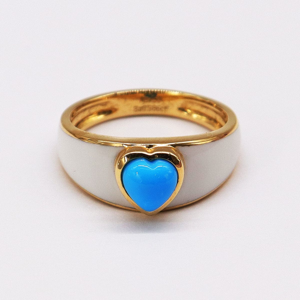 Luxury Promise Sandy's turquoise/ white enamel ring US7 AVCHK262