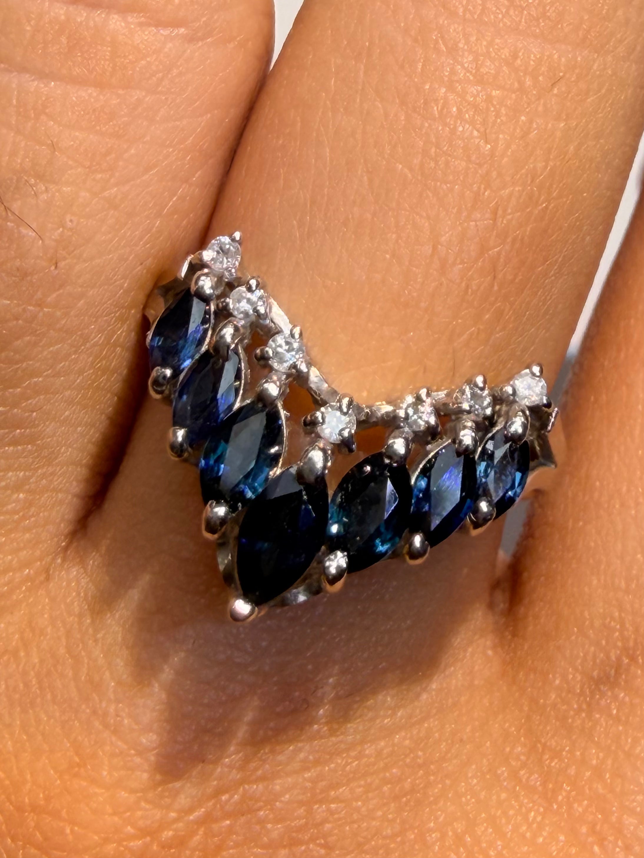 Luxury Promise Sapphire V Ring in PT900 / S1.34ct / D0.10ct (6.5us) 3233 JJC0502