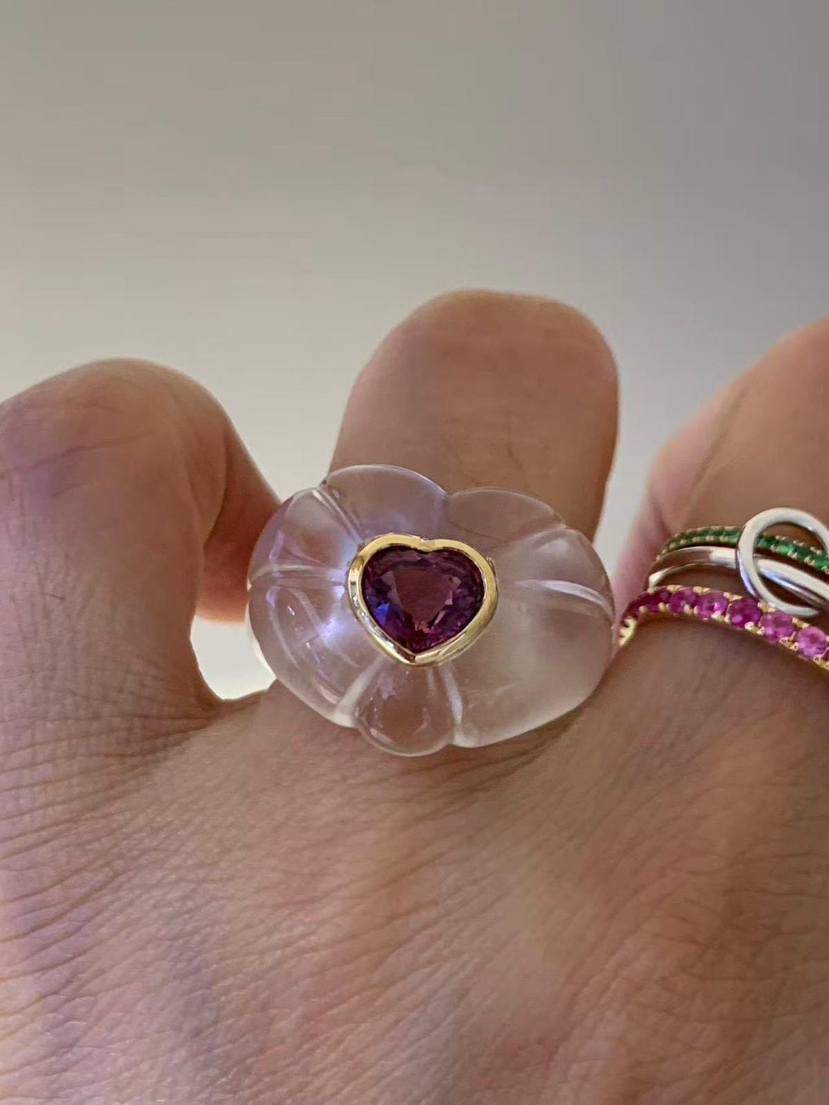 LUXURY PROMISE SEN BY SANDY HEART RING POP PINK SPINEL AVCHK391