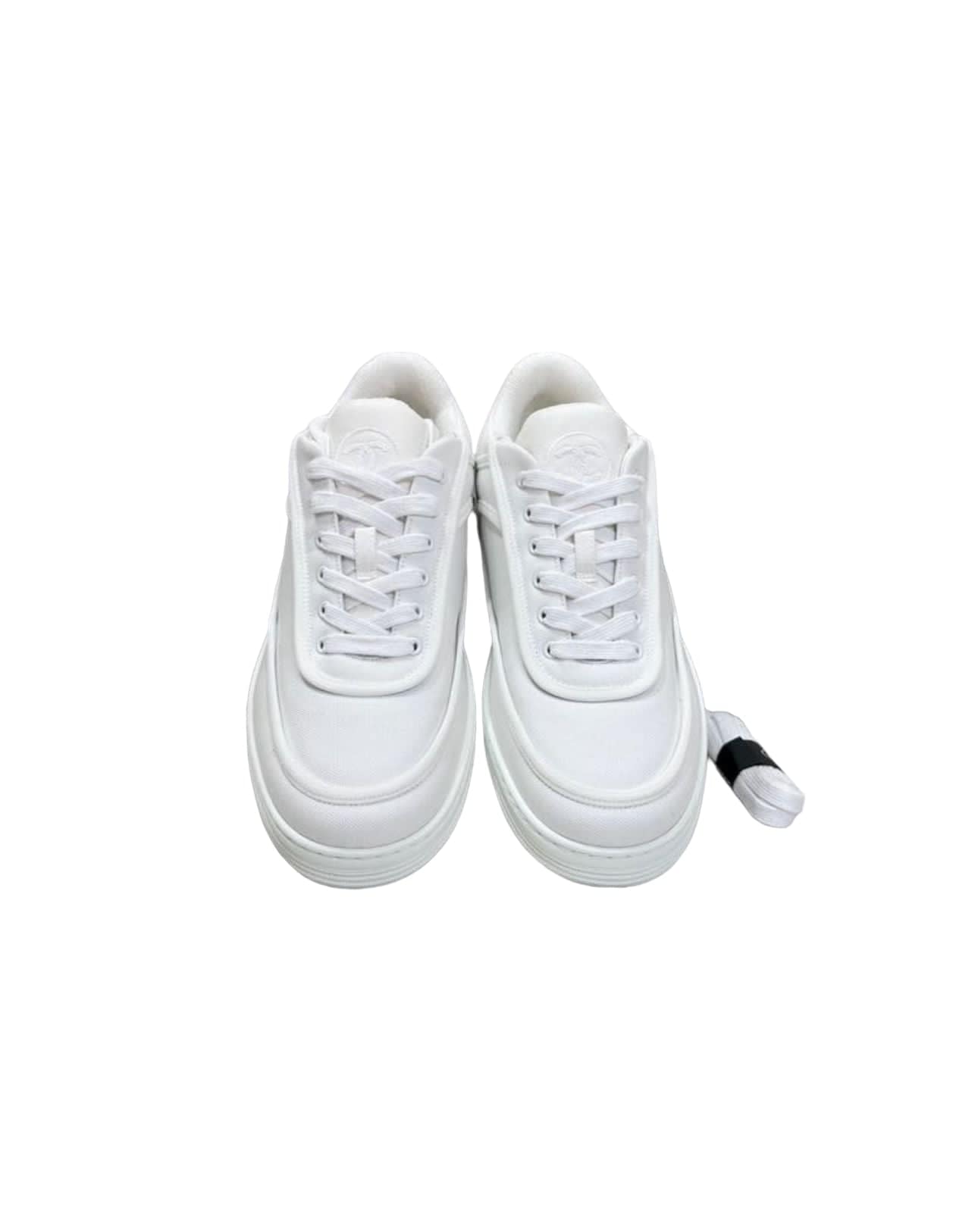 Chanel White Sneakers - 38.5 â LuxuryPromise