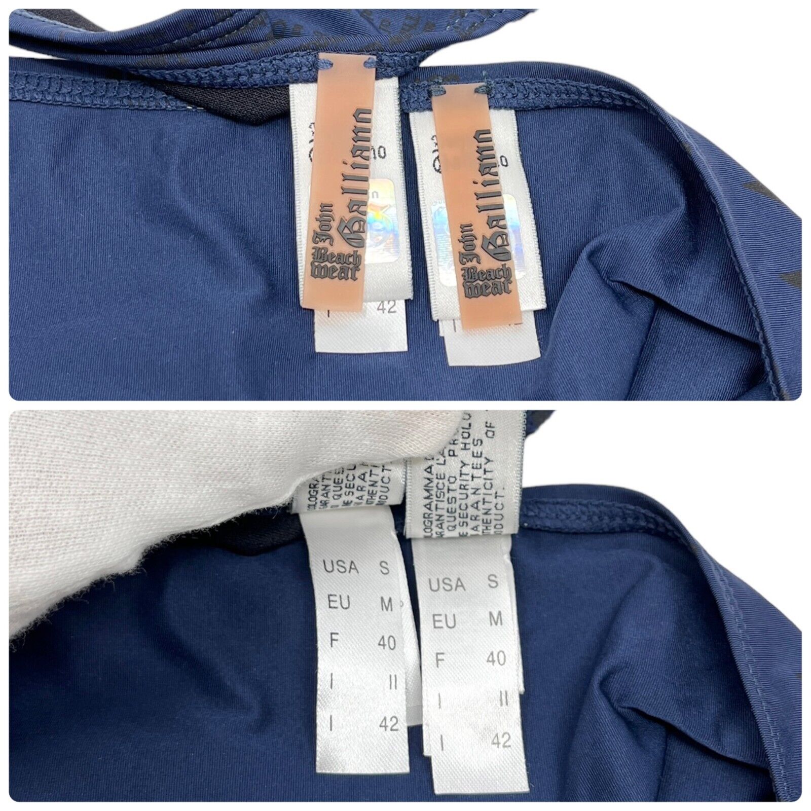 Luxury Promise John Galliano Vintage Logo Swimwear Bikini #42 Swimsuits Newspaper Nylon RankAB