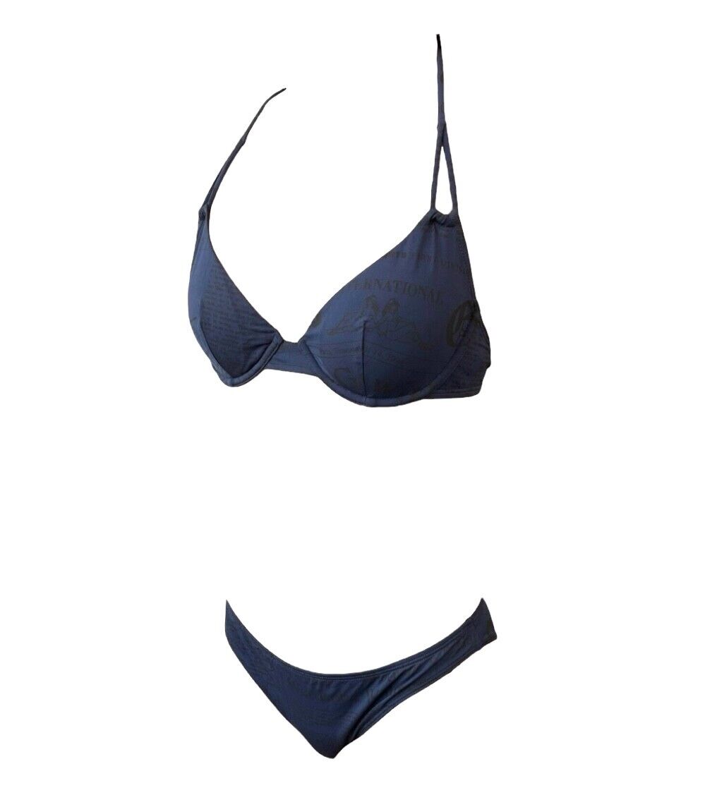 Luxury Promise John Galliano Vintage Logo Swimwear Bikini #42 Swimsuits Newspaper Nylon RankAB