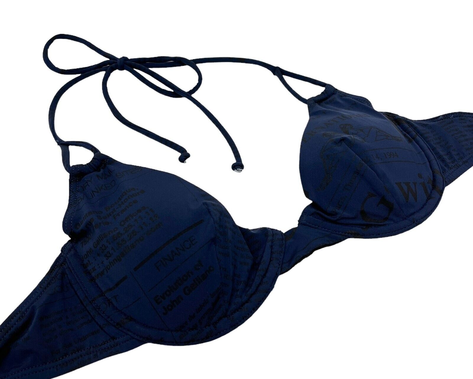 Luxury Promise John Galliano Vintage Logo Swimwear Bikini #42 Swimsuits Newspaper Nylon RankAB