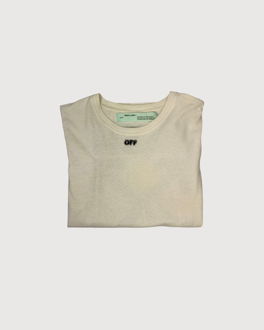 LUXURY PROMISE Cream Off White Logo T-shirt, S