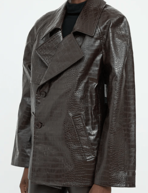 Luxury Promise The Frankie Shop Oversized Faux Leather Embossed Jacket X-Small