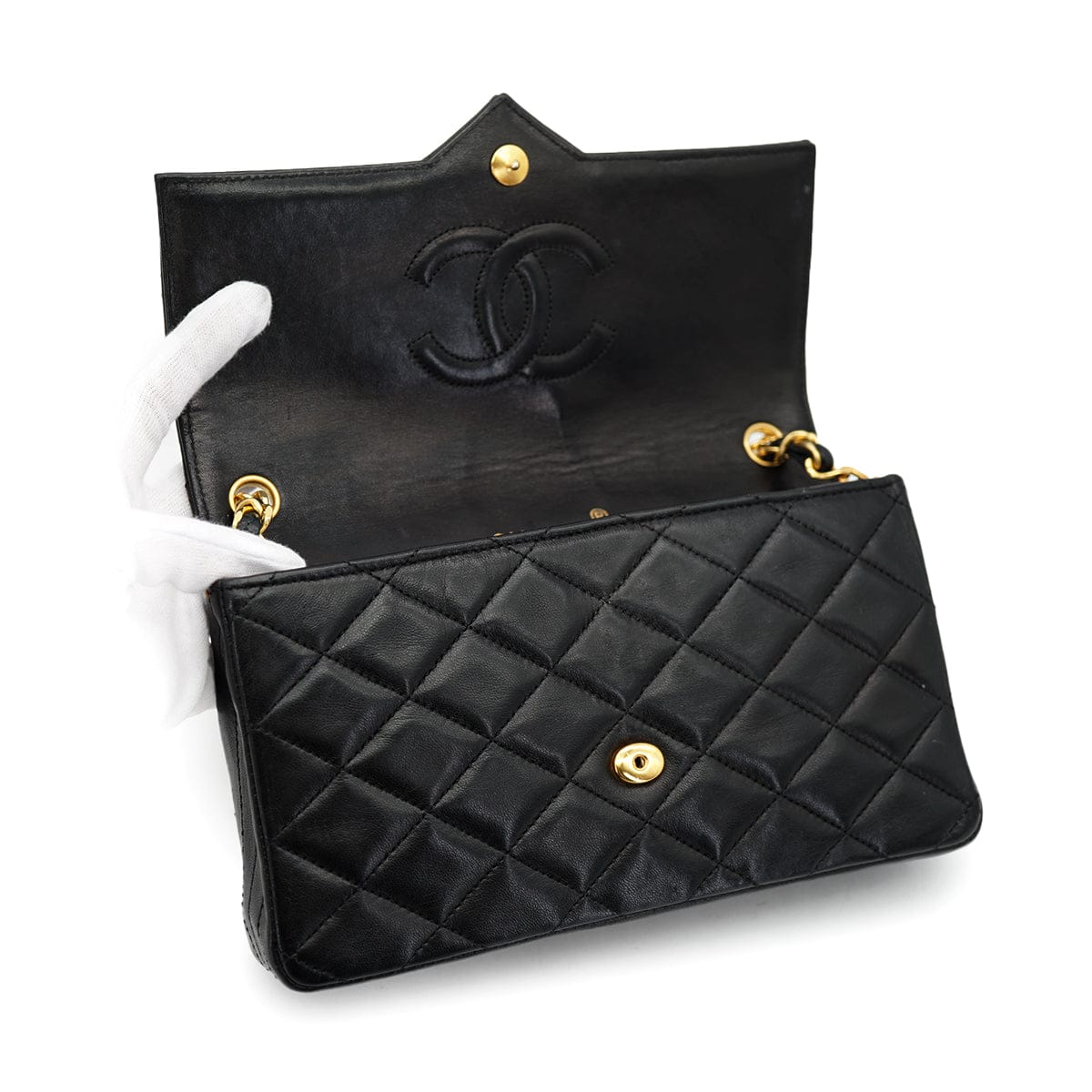 Luxury Promise VINTAGE CHANEL BIG COCO MATELASSE CHAIN SHOULDER BAG BLACK LAMB SKIN GOLD HARDWARE 90324750