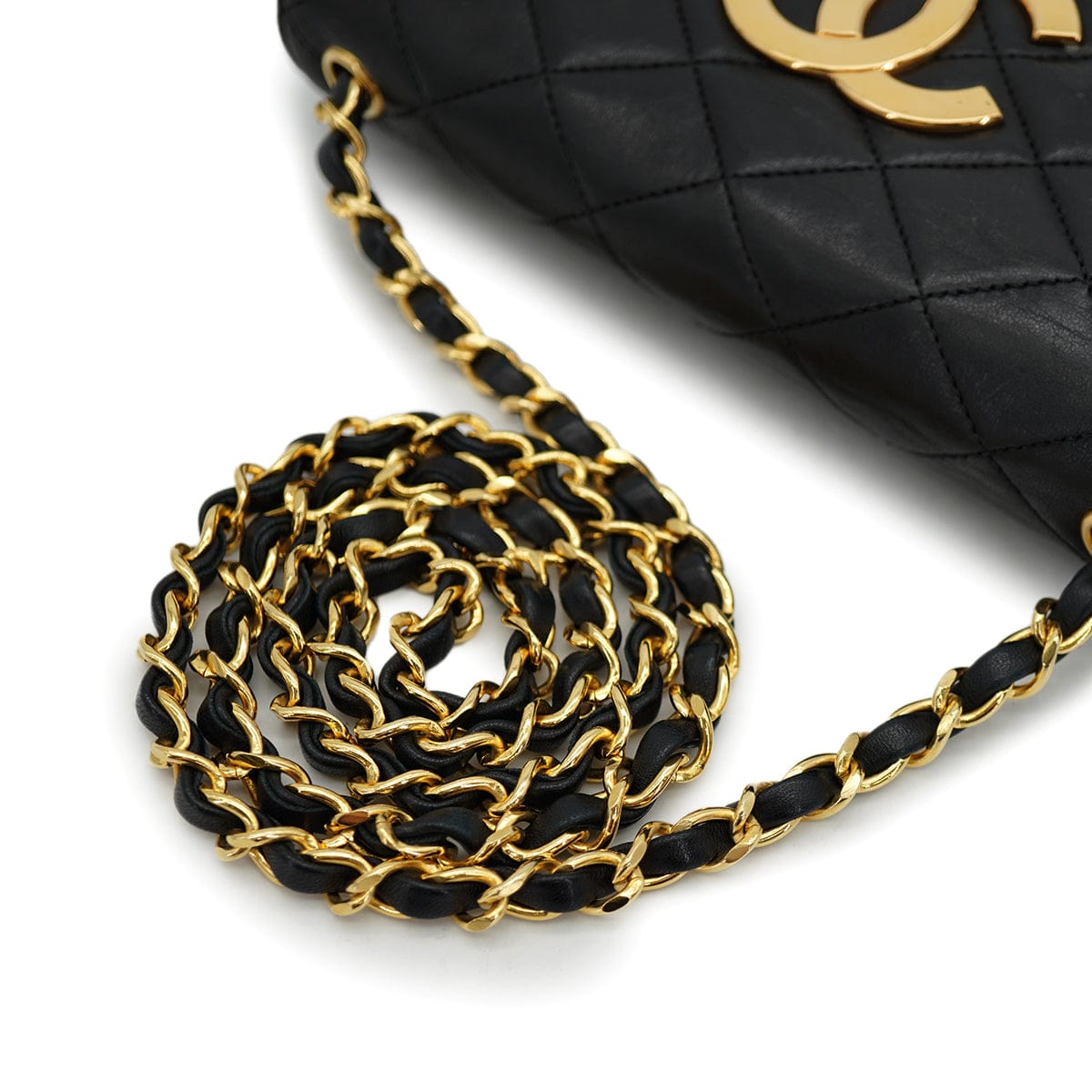 Luxury Promise VINTAGE CHANEL BIG COCO MATELASSE CHAIN SHOULDER BAG BLACK LAMB SKIN GOLD HARDWARE 90324750