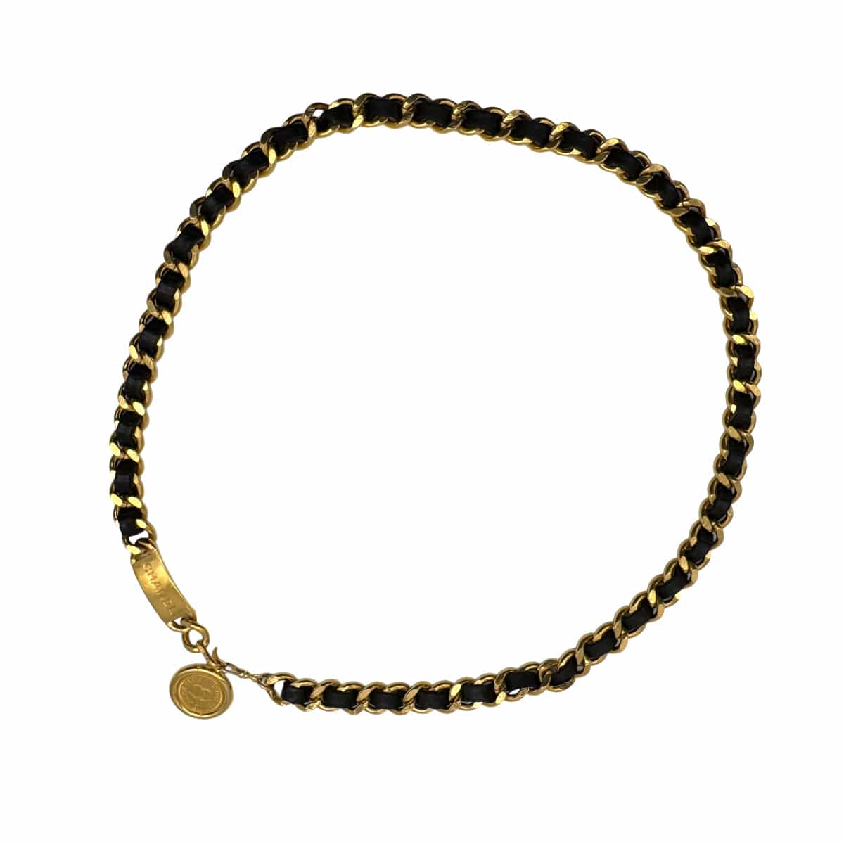 Luxury Promise VINTAGE CHANEL CHAIN BELT LEATHER COCOMARK GOLD ACCESSORY 90318288