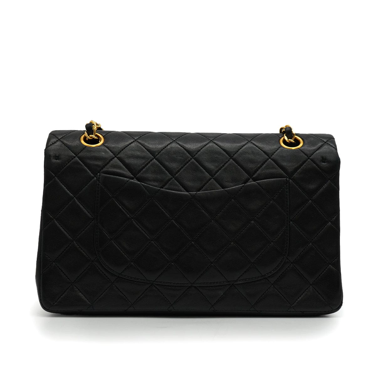 LUXURY PROMISE VINTAGE CHANEL CLASSIC FLAP MEDIUM CHAIN SHOULDER BAG BLACK LAMB SKIN GOLD HARDWARE 90340139
