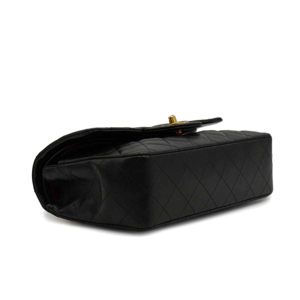 LUXURY PROMISE VINTAGE CHANEL CLASSIC FLAP SMALL CHAIN SHOULDER BAG BLACK LAMB SKIN GOLD HARDWARE 90341901