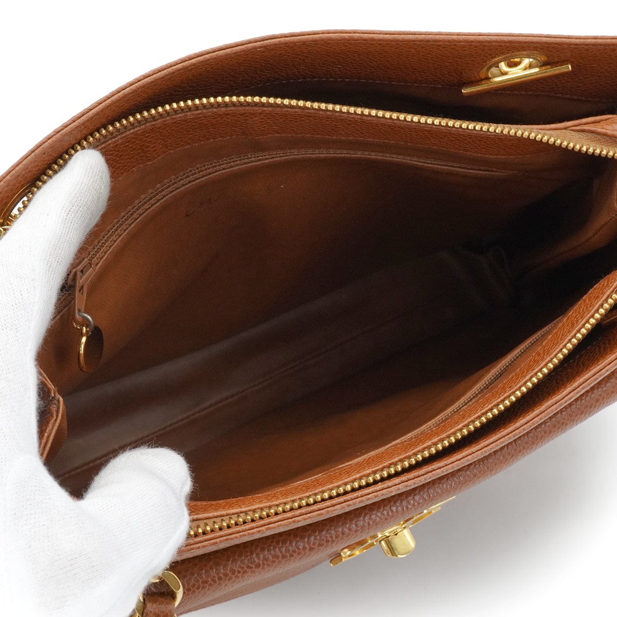 LUXURY PROMISE VINTAGE CHANEL COCO BALL CHAIN TOTE SHOULDER BAG BROWN CAVIAR SKIN GOLD HARDWARE 90339952