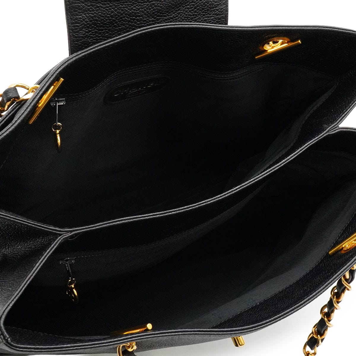 Luxury Promise VINTAGE CHANEL COCOMARK CHAIN TOTE BAG BLACK CAVIAR SKIN GOLD HARDWARE 90335825