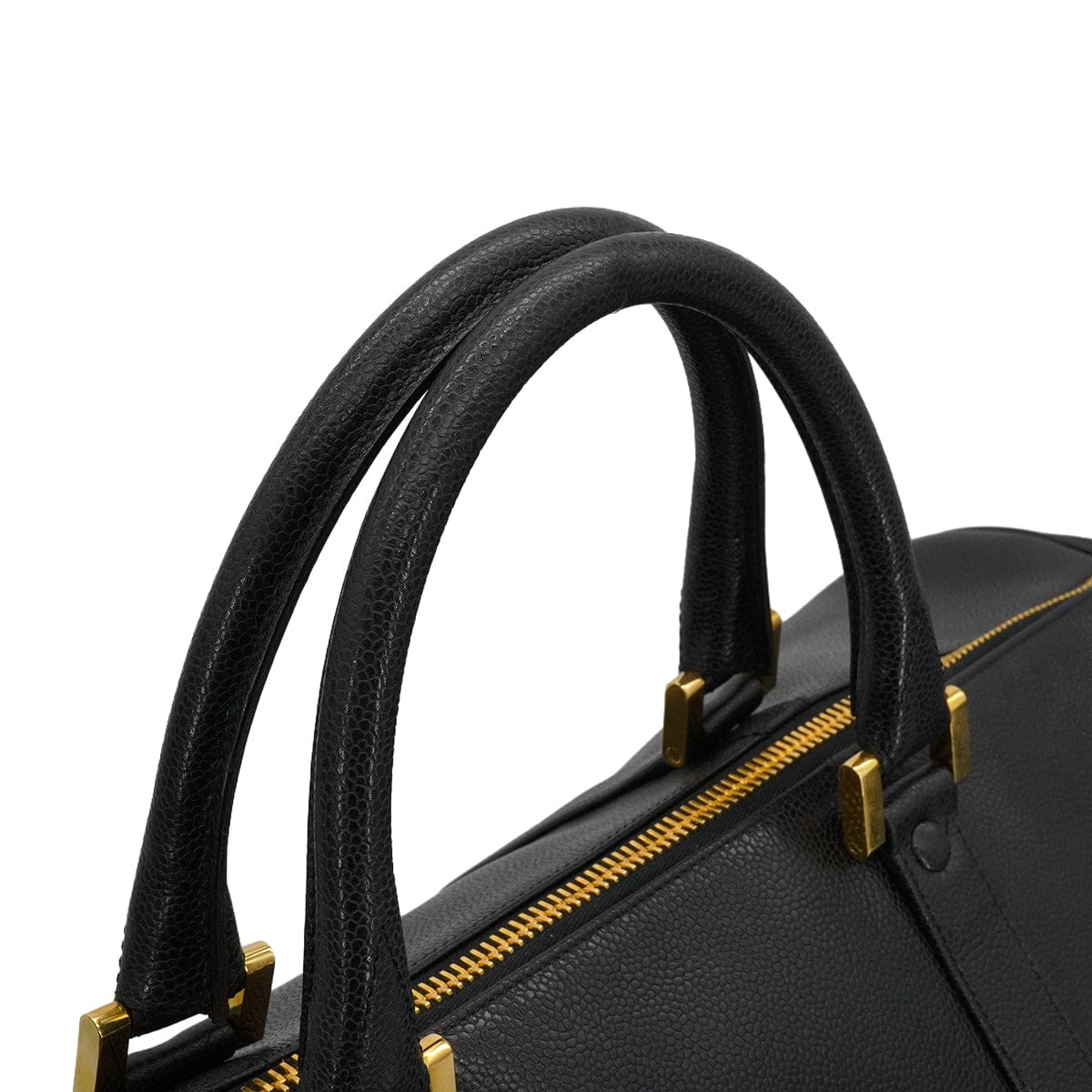 LUXURY PROMISE VINTAGE CHANEL COCOMARK HAND SHOULDER BOSTON BAG BLACK CAVIAR SKIN GOLD HARDWARE 90341881