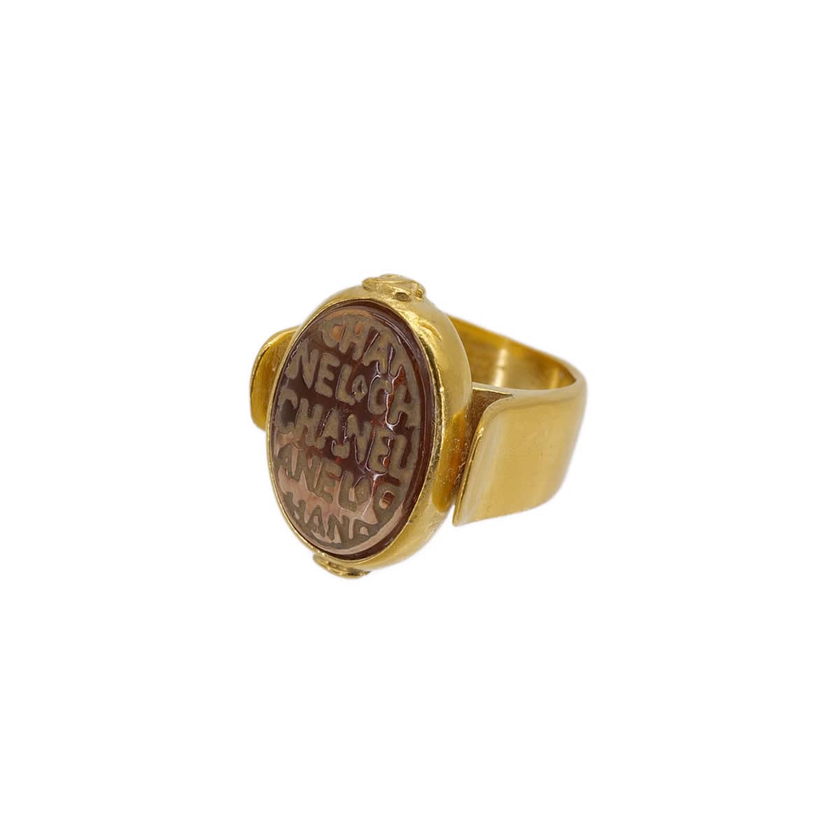 VINTAGE CHANEL COCOMARK LOGO COLOR STONE RING GOLD ACCESSORY 99A 90322162