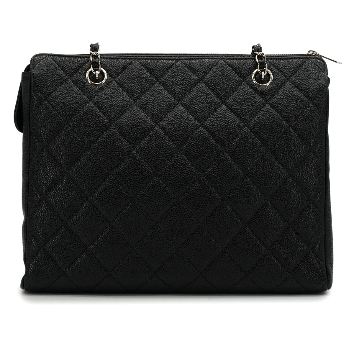 LUXURY PROMISE VINTAGE CHANEL COCOMARK MATELASSE CHAIN TOTE BAG BLACK CAVIAR SKIN SILVER HARDWARE 90339972