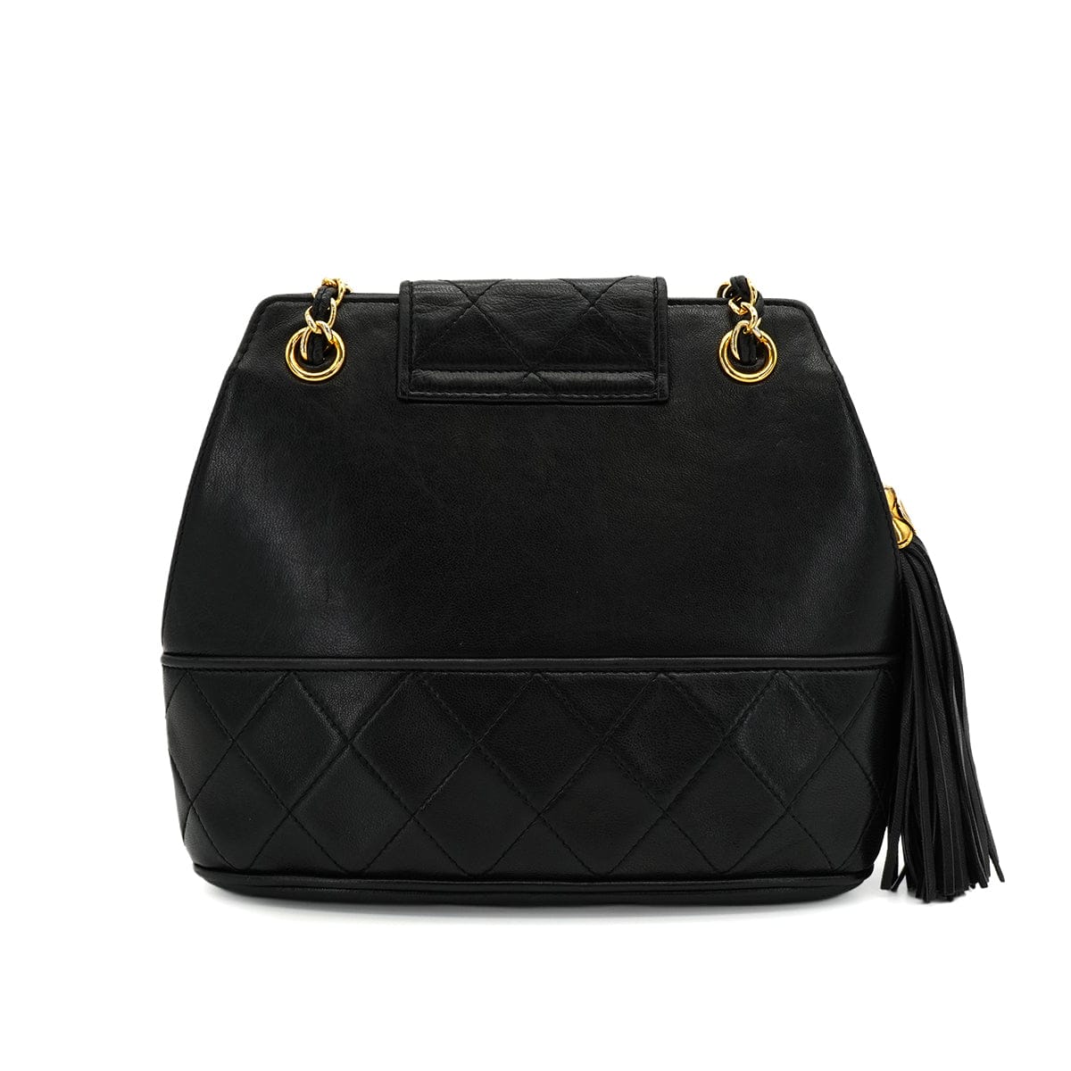 LUXURY PROMISE VINTAGE CHANEL COCOMARK MATELASSE FRINGE CHAIN SHOULDER BAG BLACK LAMB SKIN GOLD HARDWARE 90341917