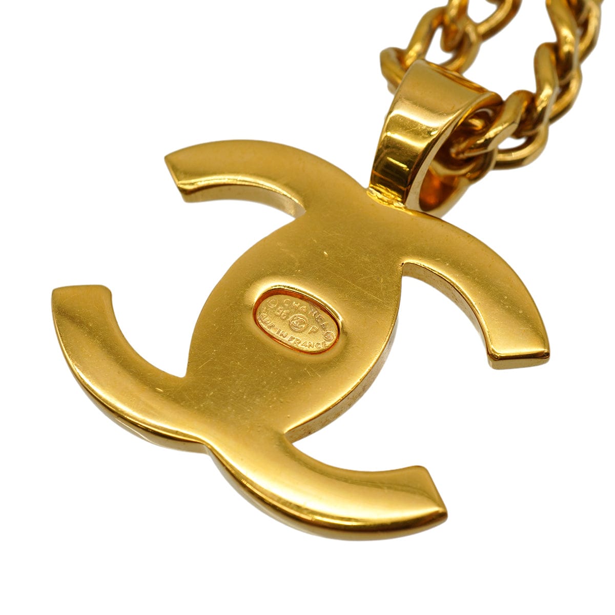 LUXURY PROMISE VINTAGE CHANEL COCOMARK TURN LOCK NECKLACE GOLD ACCESSORY 96P 90334173