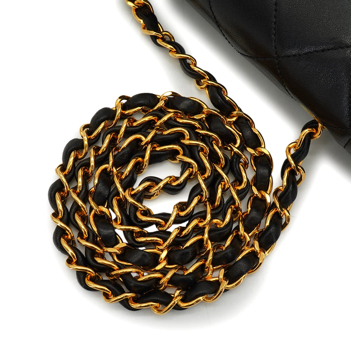 LUXURY PROMISE VINTAGE CHANEL DIANA SMALL CHAIN SHOULDER BAG BLACK LAMB SKIN GOLD HARDWARE 90341441