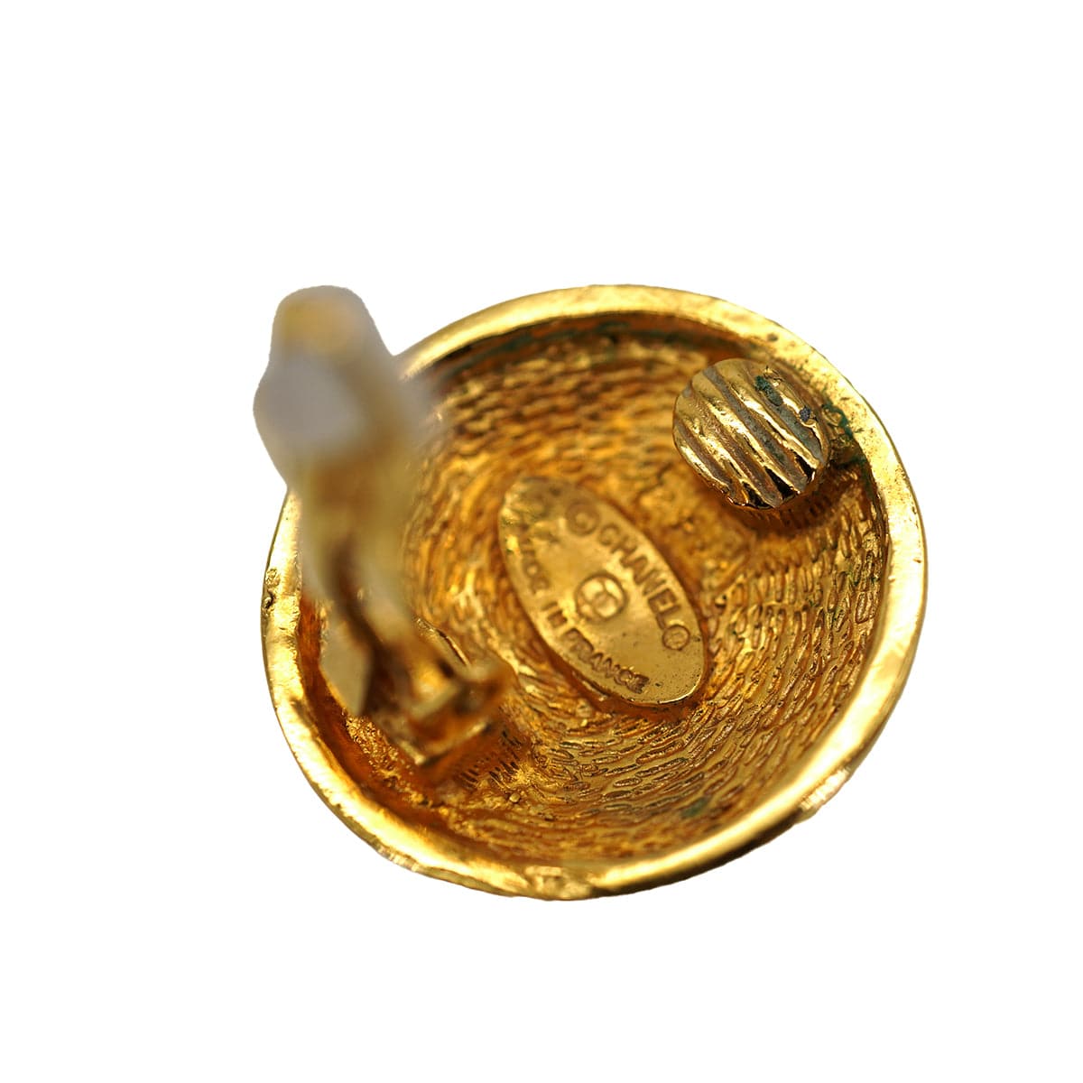 LUXURY PROMISE VINTAGE CHANEL EARRINGS COCOMARK MATELASSE GOLD ACCESSORY 90331814