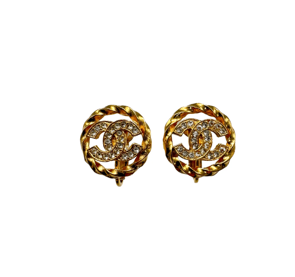 Luxury Promise VINTAGE CHANEL EARRINGS COCOMARK RHINESTONE ACCESSORY 90326637