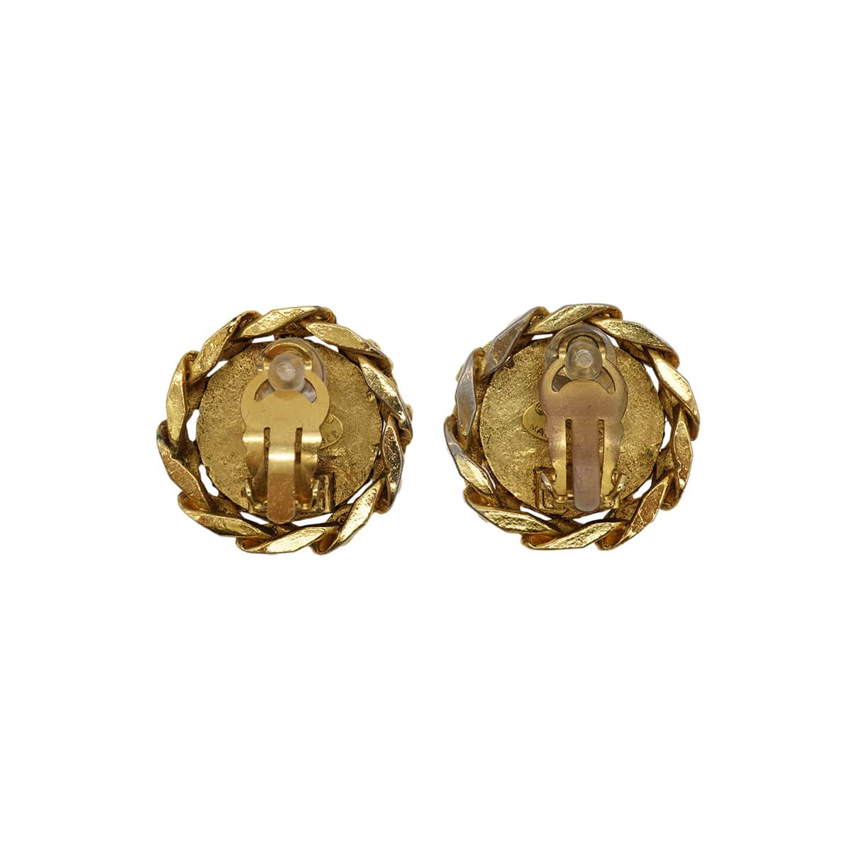 LUXURY PROMISE VINTAGE CHANEL EARRINGS COCOMARK RHINESTONE ROUND GOLD ACCESSORY 23 90330682
