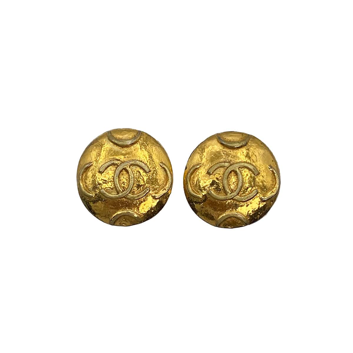 LUXURY PROMISE VINTAGE CHANEL EARRINGS ROUND COCOMARK GOLD ACCESSORY 90321092