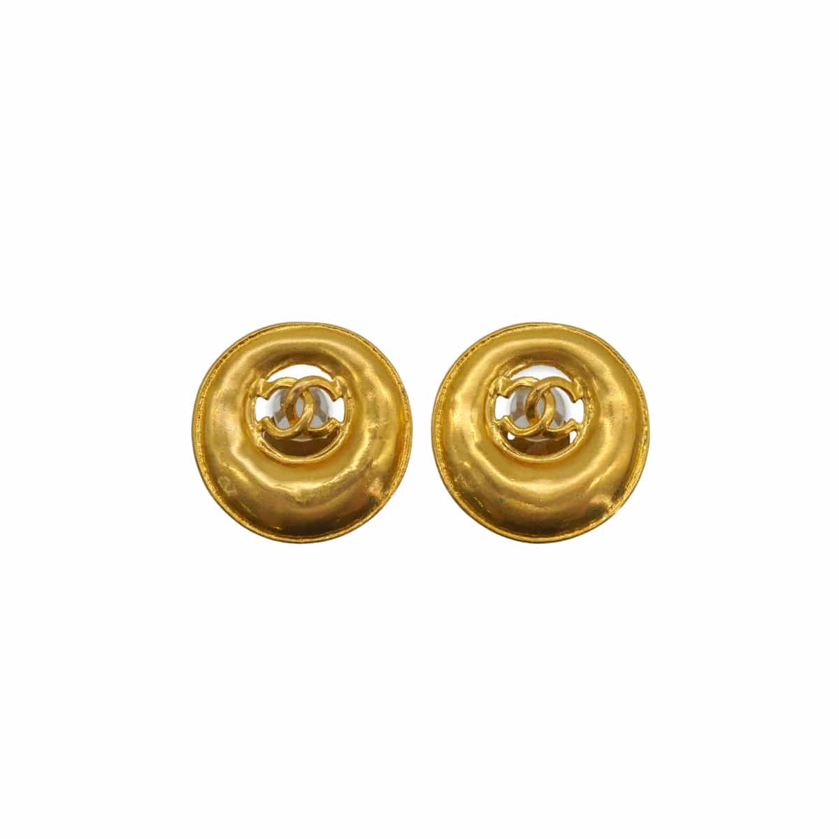 LUXURY PROMISE VINTAGE CHANEL EARRINGS ROUND COCOMARK GOLD ACCESSORY 93P 90340523