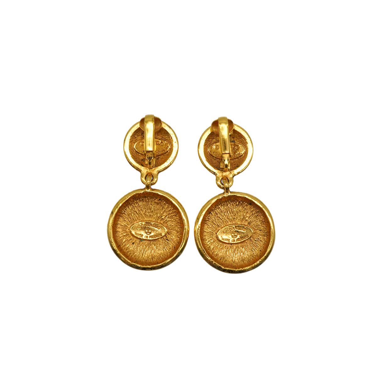 LUXURY PROMISE VINTAGE CHANEL EARRINGS ROUND COCOMARK SWING GOLD ACCESSORY 90338897