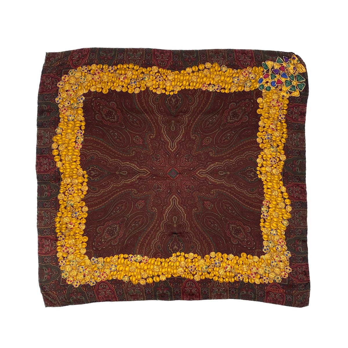 LUXURY PROMISE VINTAGE CHANEL GRIPOIX PAISLEY PATTERN SCARF MULTICOLOR SILK 90321775