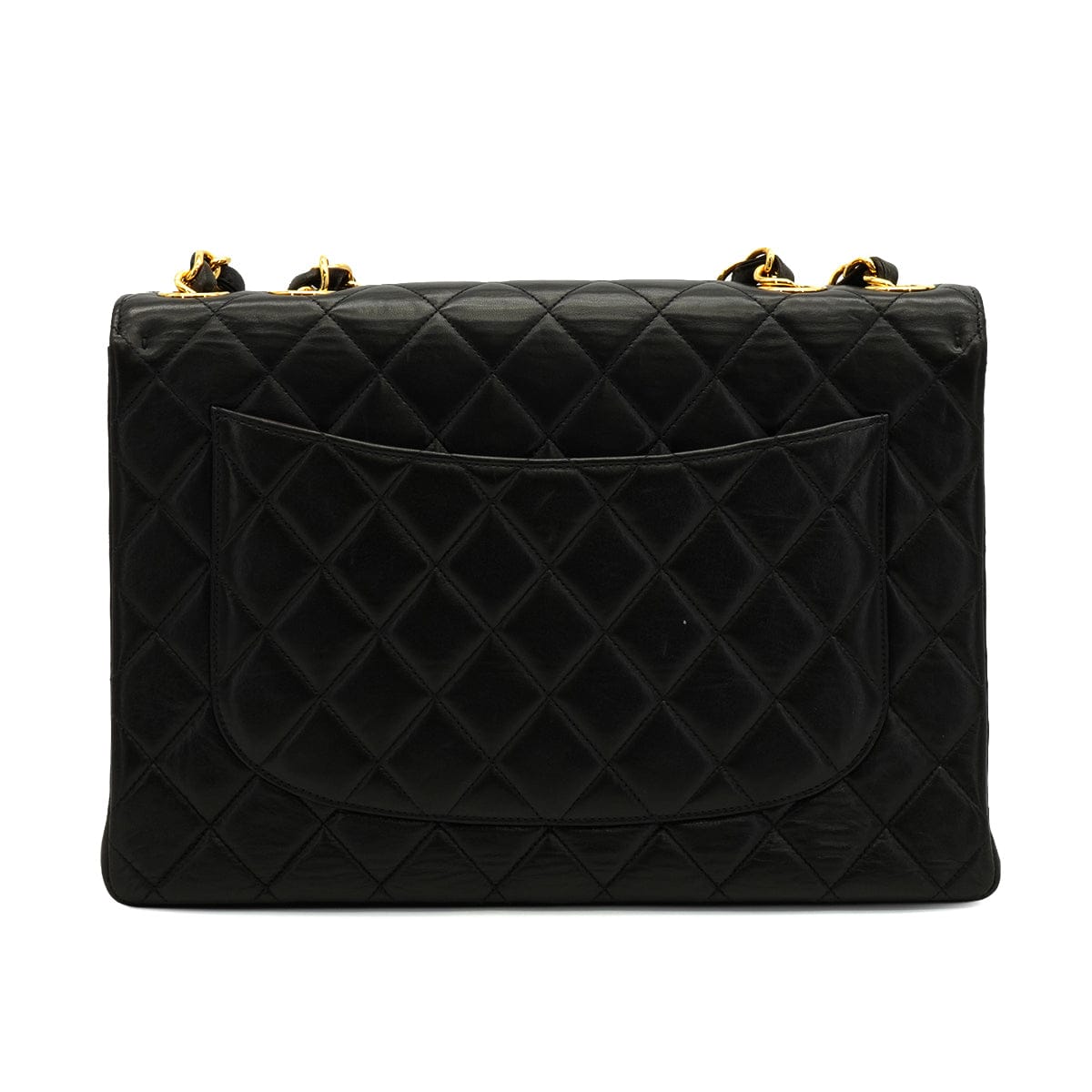 LUXURY PROMISE VINTAGE CHANEL JUMBO MATELASSE 30 CHAIN SHOULDER BAG BLACK LAMB SKIN GOLD HARDWARE 90340463