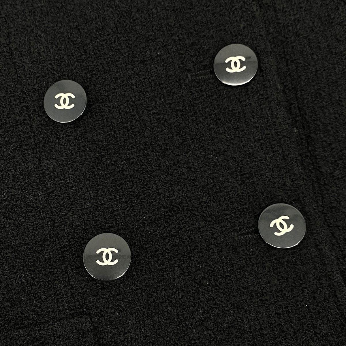 LUXURY PROMISE VINTAGE CHANEL LOGO COCO BUTTON JACKET BLACK WOOL 38 95A RTW 90319628