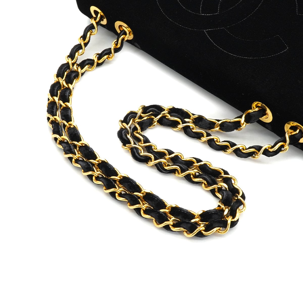 LUXURY PROMISE VINTAGE CHANEL MATELASSE 34 CHAIN SHOULDER BAG BLACK VELOR GOLD HARDWARE 90327397