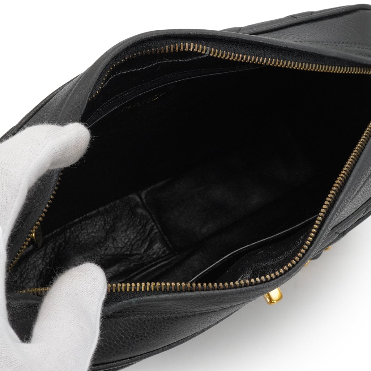 LUXURY PROMISE VINTAGE CHANEL MATELASSE CAMERA CHAIN SHOULDER BAG BLACK CAVIAR SKIN GOLD HARDWARE 90339653