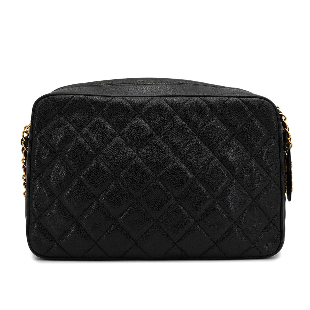 LUXURY PROMISE VINTAGE CHANEL MATELASSE CAMERA CHAIN SHOULDER BAG BLACK CAVIAR SKIN GOLD HARDWARE 90339653