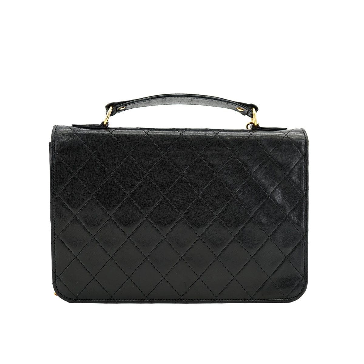 Luxury Promise VINTAGE CHANEL MATELASSE CHAIN HAND SHOULDER BAG BLACK LAMB SKIN GOLD HARDWARE 90335295