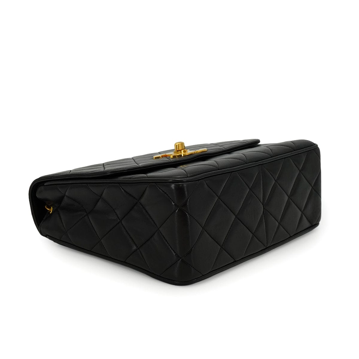 LUXURY PROMISE VINTAGE CHANEL MATELASSE CHAIN SHOULDER BAG BLACK LAMB SKIN GOLD HARDWARE 90337293