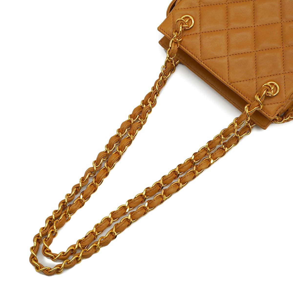 LUXURY PROMISE VINTAGE CHANEL MATELASSE CHAIN SHOULDER BAG BROWN LAMB SKIN GOLD HARDWARE 90340143