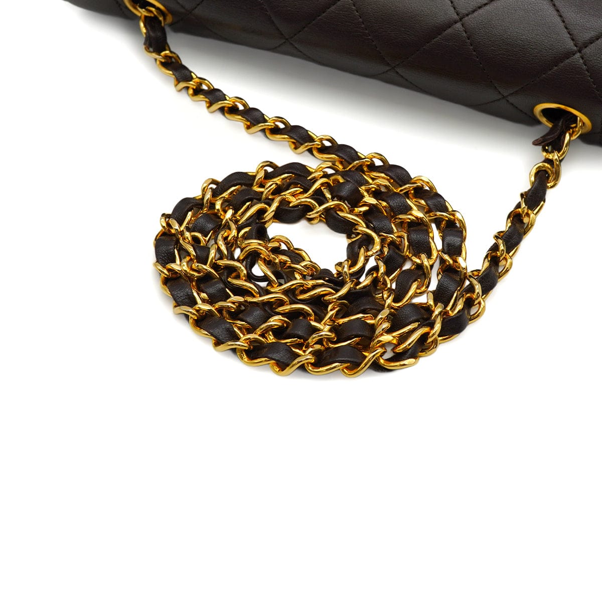 VINTAGE CHANEL MATELASSE CHAIN SHOULDER BAG BROWN LAMB SKIN GOLD HARDWARE 90342584