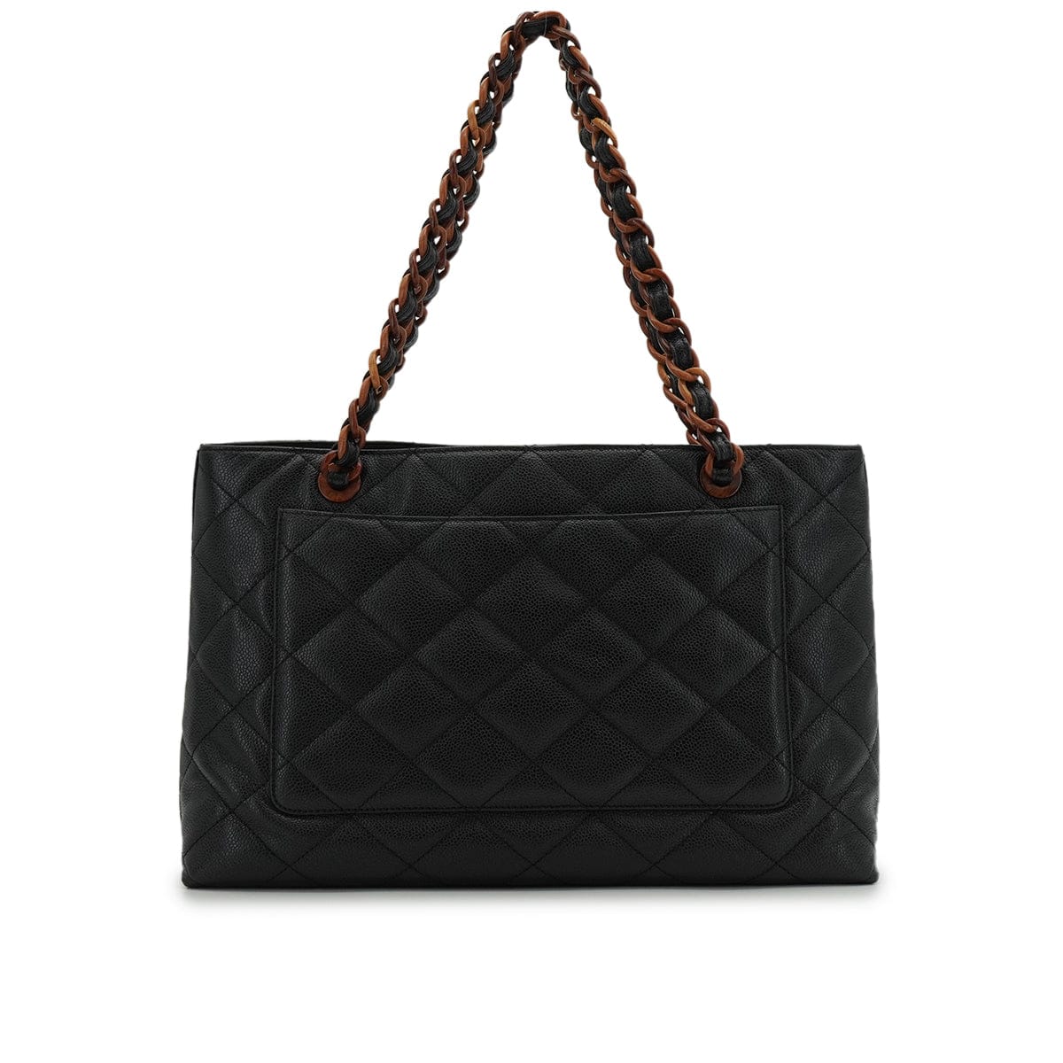 LUXURY PROMISE VINTAGE CHANEL MATELASSE COCOMARK CHAIN TOTE SHOULDER BAG BLACK BROWN CAVIAR SKIN PLASTIC HARDWARE 90339644