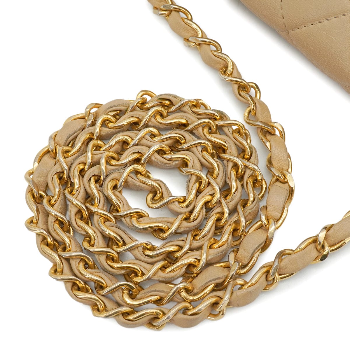 LUXURY PROMISE VINTAGE CHANEL MATELASSE HALF MOON CHAIN SHOULDER BAG BEIGE LAMB SKIN 90340157
