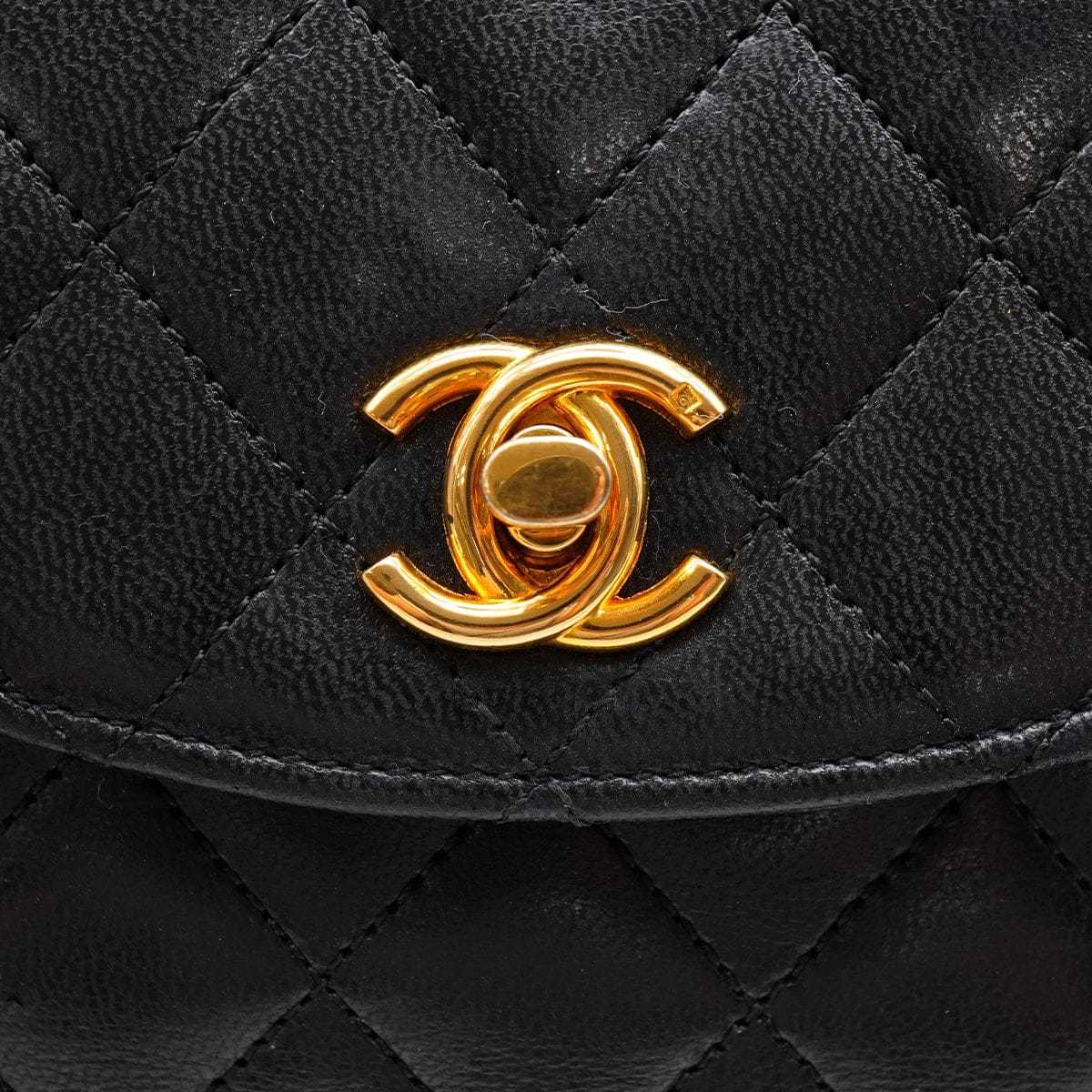 VINTAGE CHANEL MATELASSE HALF MOON CHAIN SHOULDER BAG BLACK LAMB SKIN 90340481