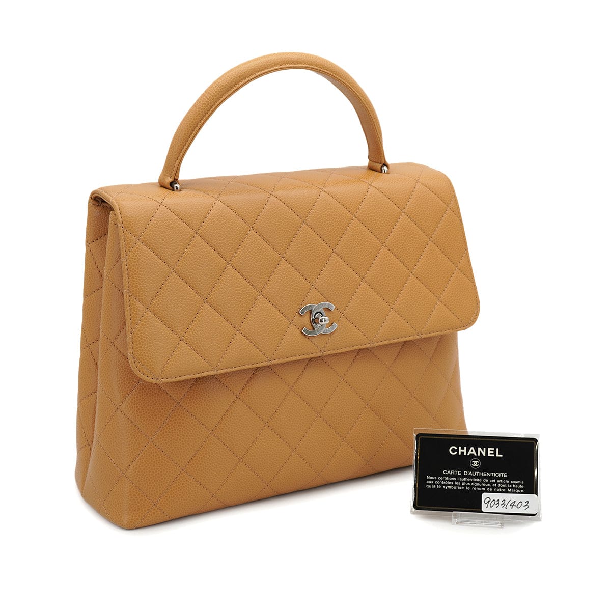 LUXURY PROMISE VINTAGE CHANEL MATELASSE HAND BAG CAMEL CAVIAR SKIN SILVER HARDWARE 90331403
