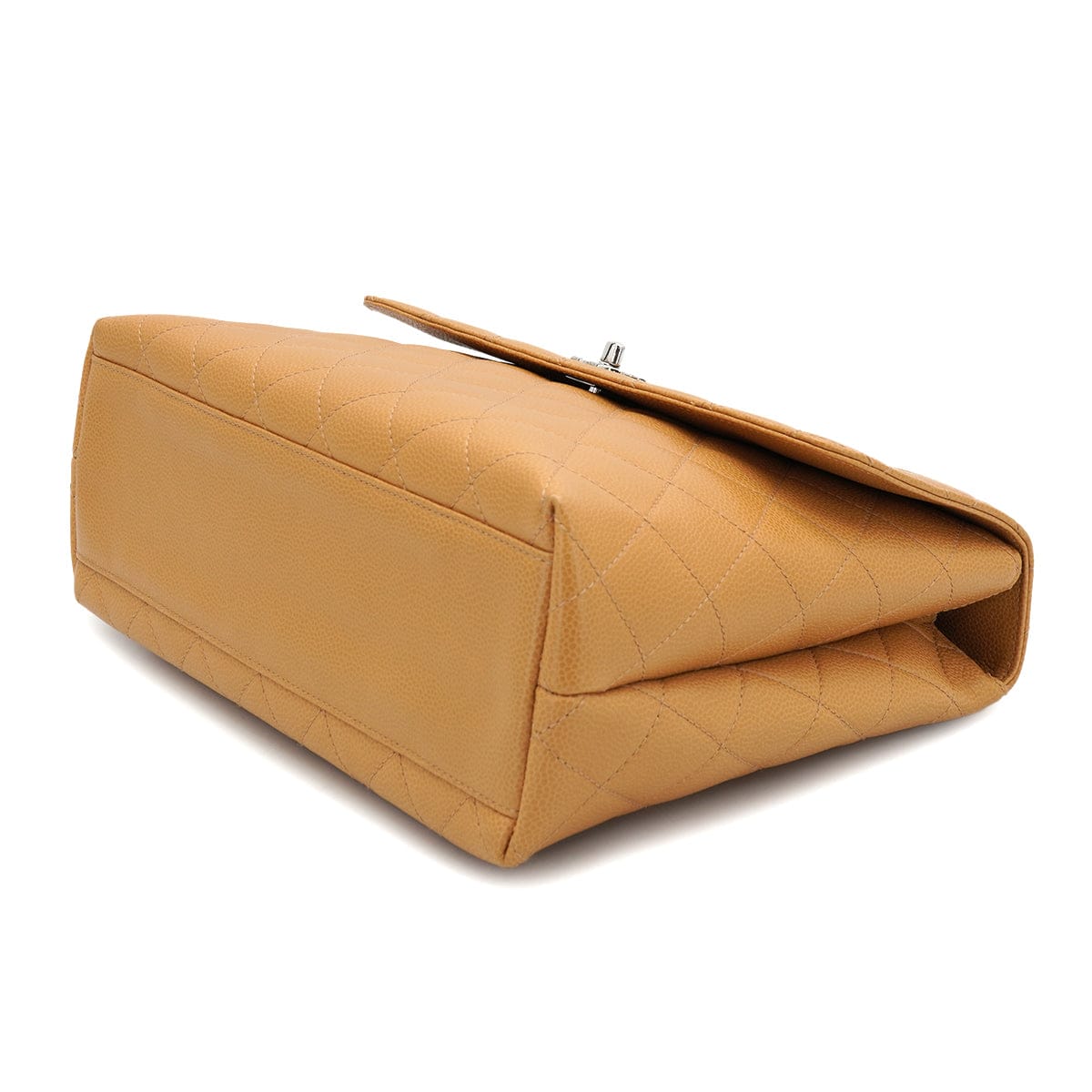 LUXURY PROMISE VINTAGE CHANEL MATELASSE HAND BAG CAMEL CAVIAR SKIN SILVER HARDWARE 90331403