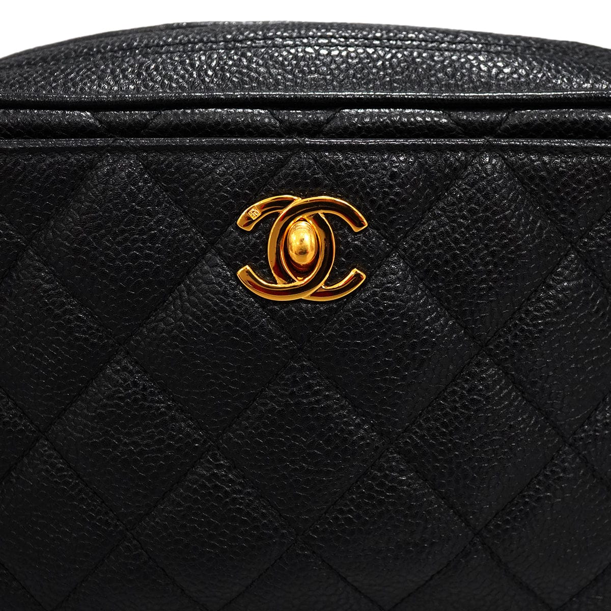 LUXURY PROMISE VINTAGE CHANEL MATELASSE MINI CHAIN SHOULDER BAG BLACK CAVIR SKIN GOLD HARDWARE 90341886