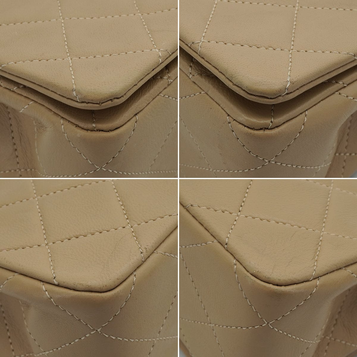 LUXURY PROMISE VINTAGE CHANEL MINI FULL FLAP CHAIN SHUOLDER BAG BEIGE LAMB SKIN GOLD HARDWARE 90339937
